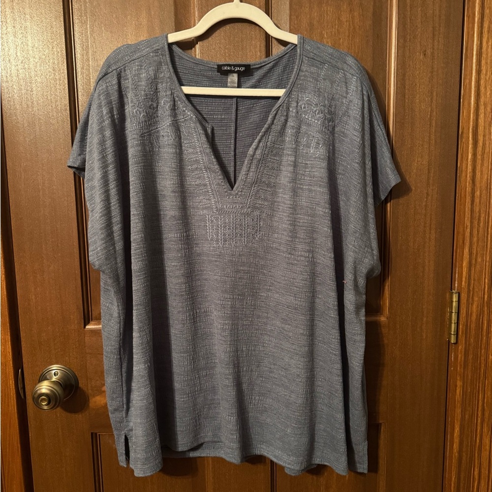 Cable & Gauge Slate Blue Blouse